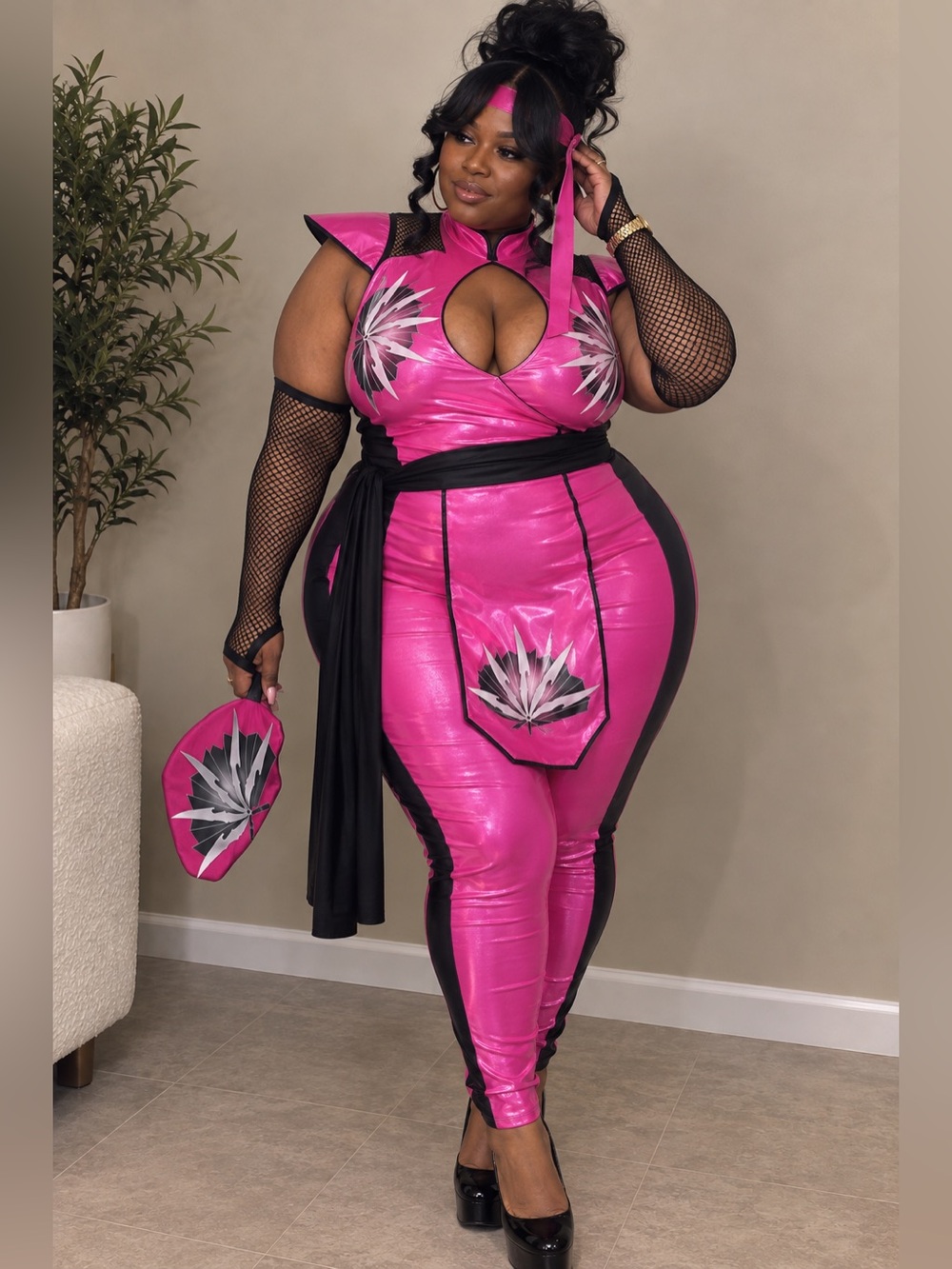 Starline Plus Killer Ninja Pink Halloween Costume 3X Complete